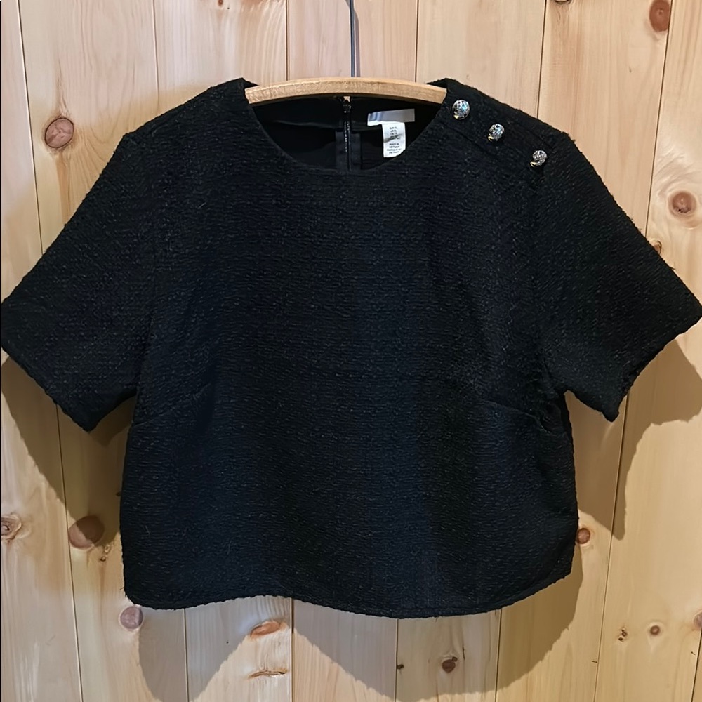 H&M blouse in woven bouclé fabric. XL